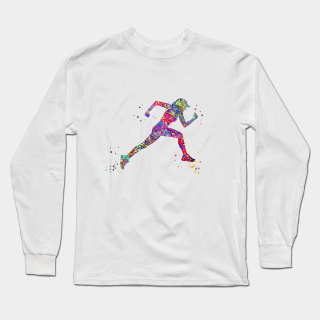 Female runner Long Sleeve T-Shirt by RosaliArt